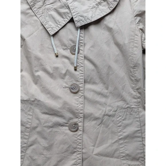 J.Crew Womens Tan Cotton Field Jacket Drawstring Funnel Neck Size 2Preppy Costal - Picture 6 of 8
